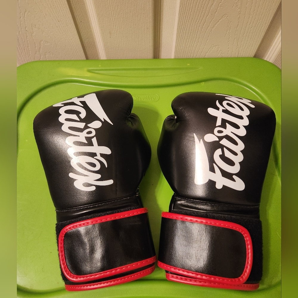 Fairtex 12oz Black Boxing Gloves with Red Trim